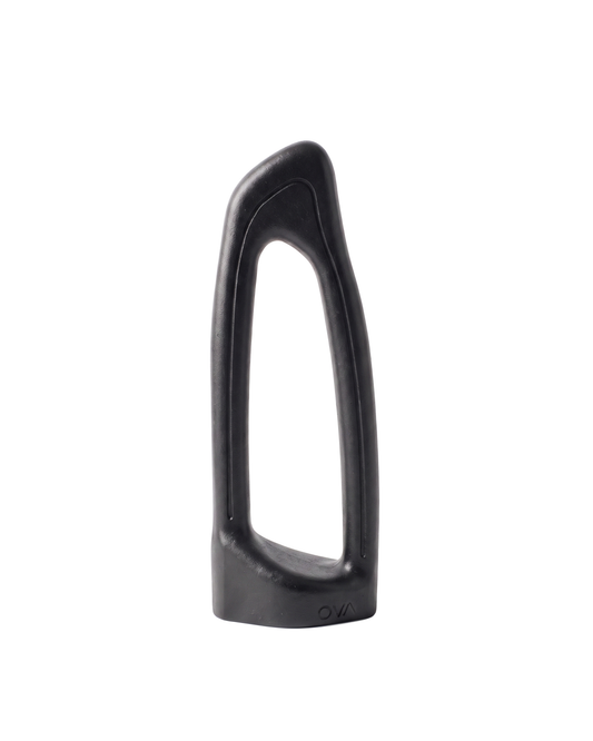 Ova Rise sculptural cast iron fitness weight in Matt Black, aesthetic dumbbell for home décor, 5–7.5kg