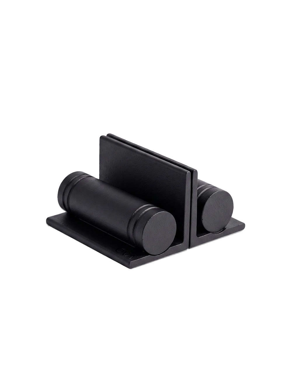 Ova Ledge cast iron bookend fitness weight in Matt Black, decorative 2kg dumbbell pair for shelves and desks

