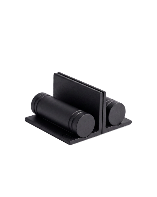 Ova Ledge cast iron bookend fitness weight in Matt Black, decorative 2kg dumbbell pair for shelves and desks

