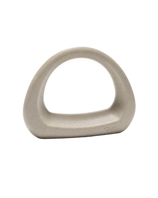 Ova Crest sculptural cast iron fitness weight in Sand, aesthetic dumbbell, 3–7.5kg

